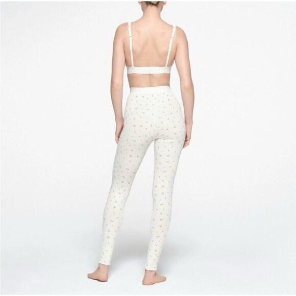 Skims Rib Leggings Size XXS Marigold Rosebud Print Pants Pajamas NEW NWT - Picture 2 of 14